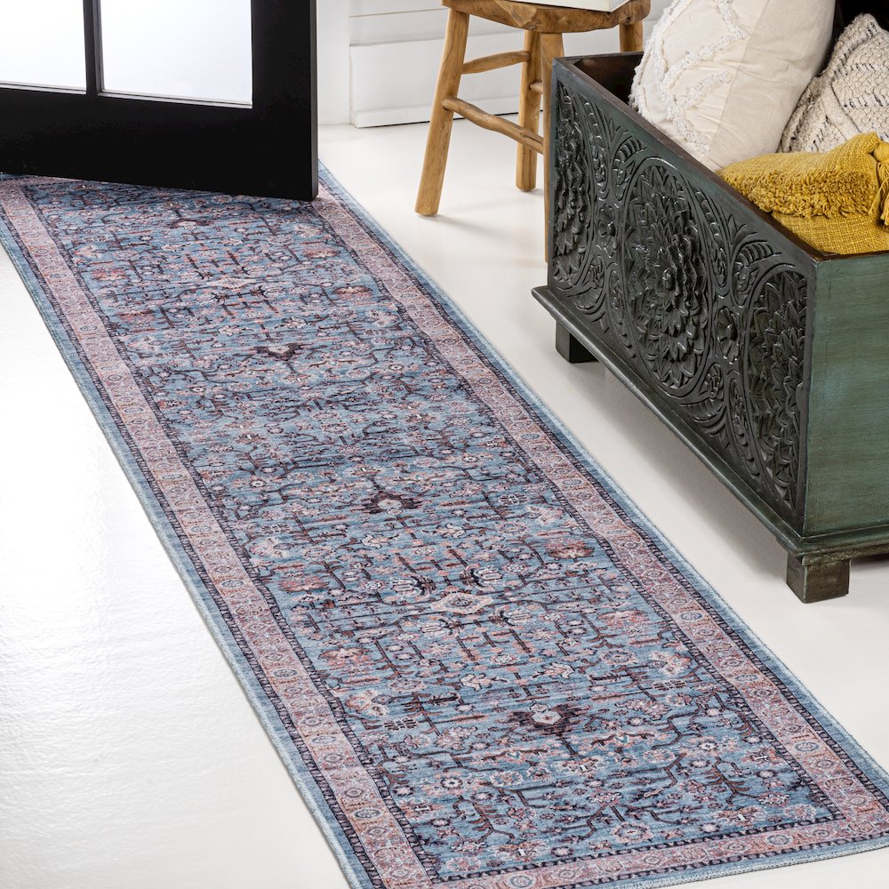Kemer All-Over Persian Machine-Washable Runner Rug. Picture 1