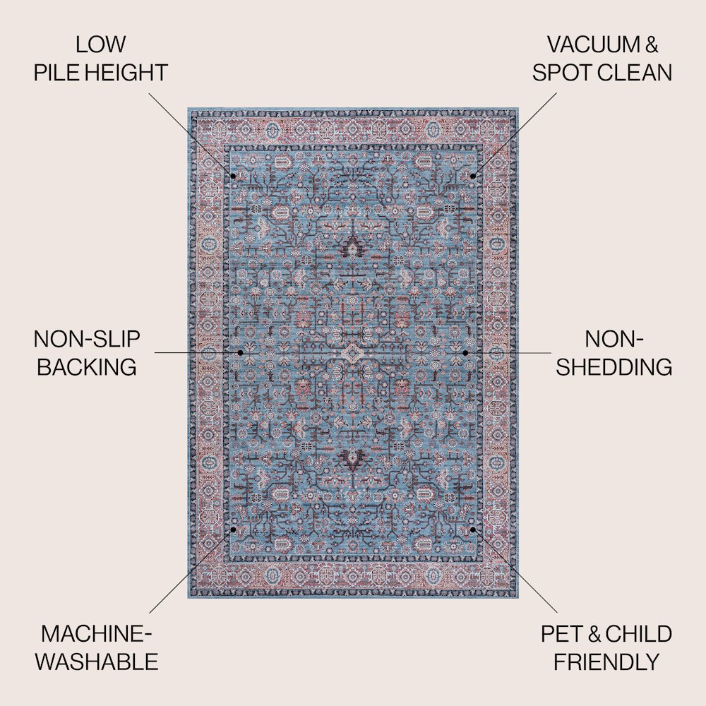Kemer All-Over Persian Machine-Washable Area Rug. Picture 8