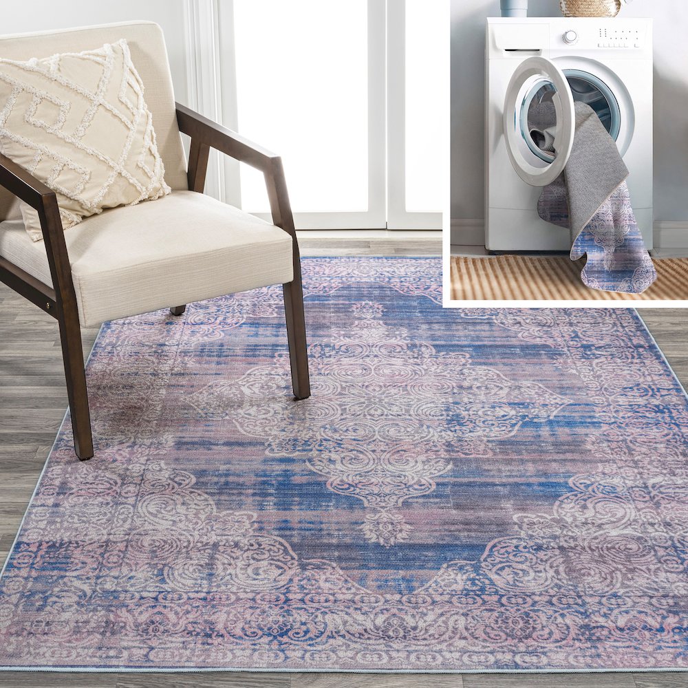 Regis Bohemian Medallion Washable Indoor/Outdoor Area Rug. Picture 10