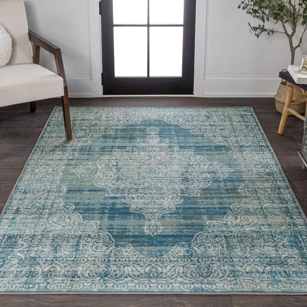 Regis Bohemian Medallion Machine-Washable Area Rug. Picture 2