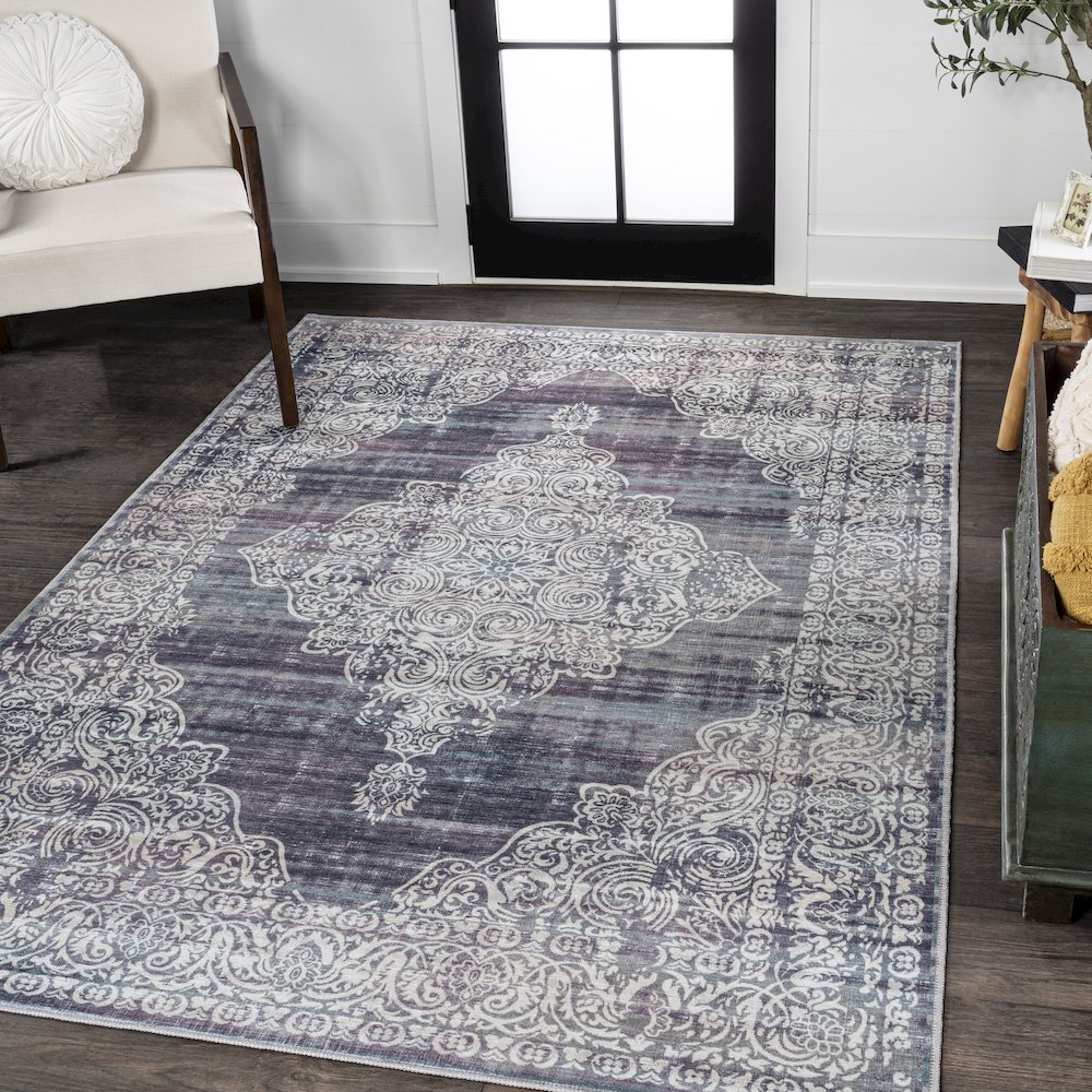 Regis Bohemian Medallion Machine-Washable Area Rug. Picture 1