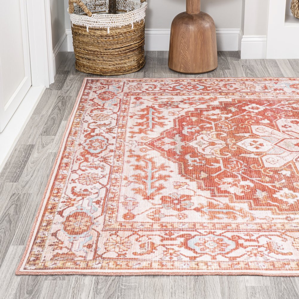 Asa Ornate Medallion Washable Indoor/Outdoor Area Rug. Picture 3