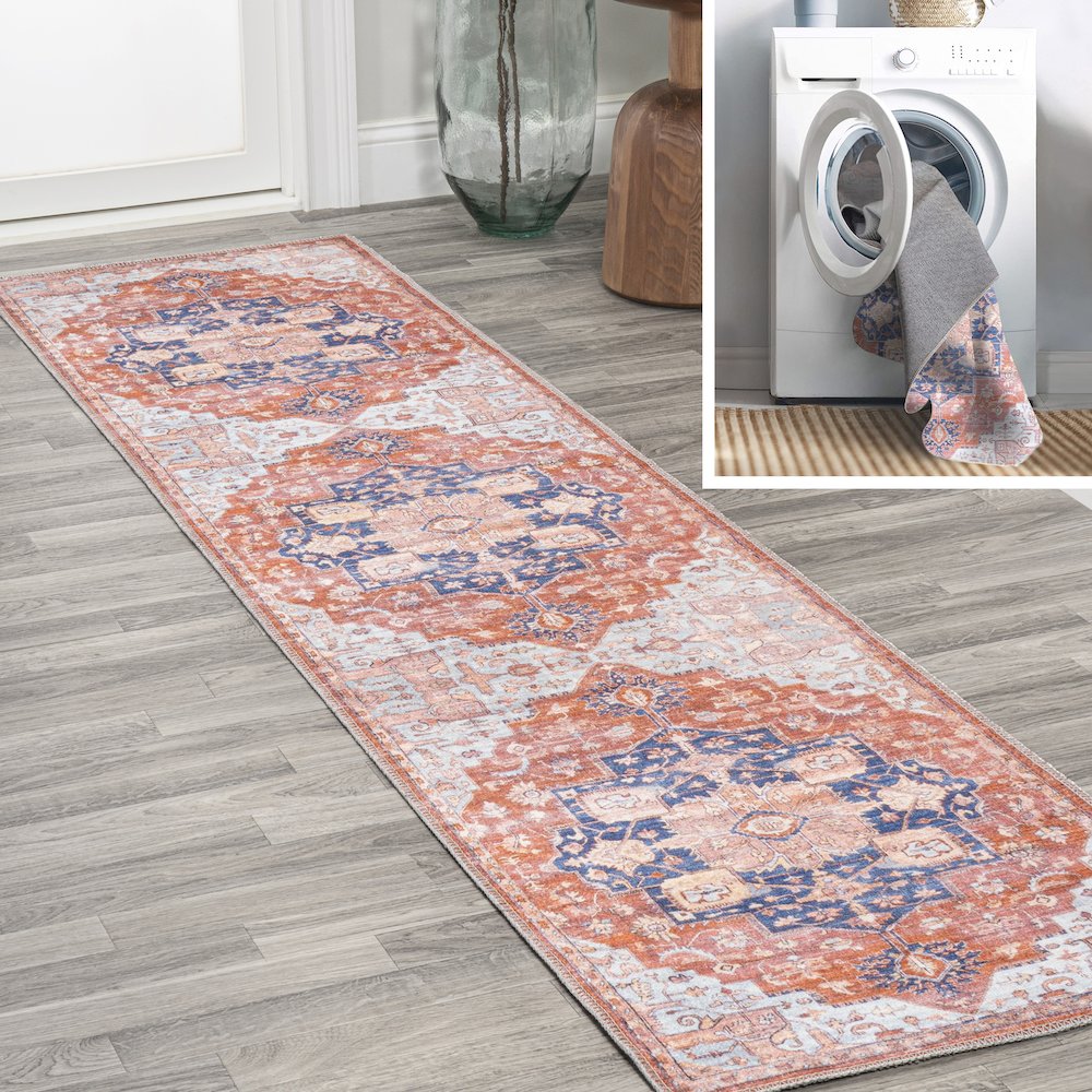 Maris Ornate Medallion Washable Indoor/Outdoor Area Rug. Picture 7