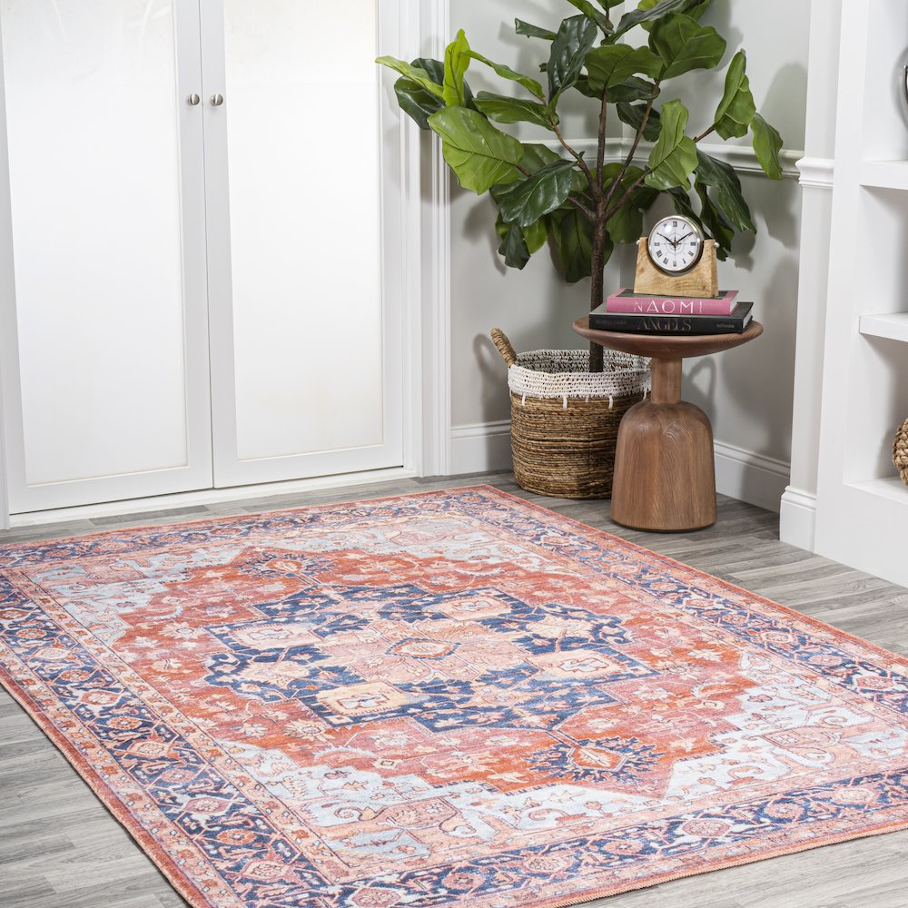 Maris Ornate Medallion Washable Indoor/Outdoor Area Rug. Picture 5