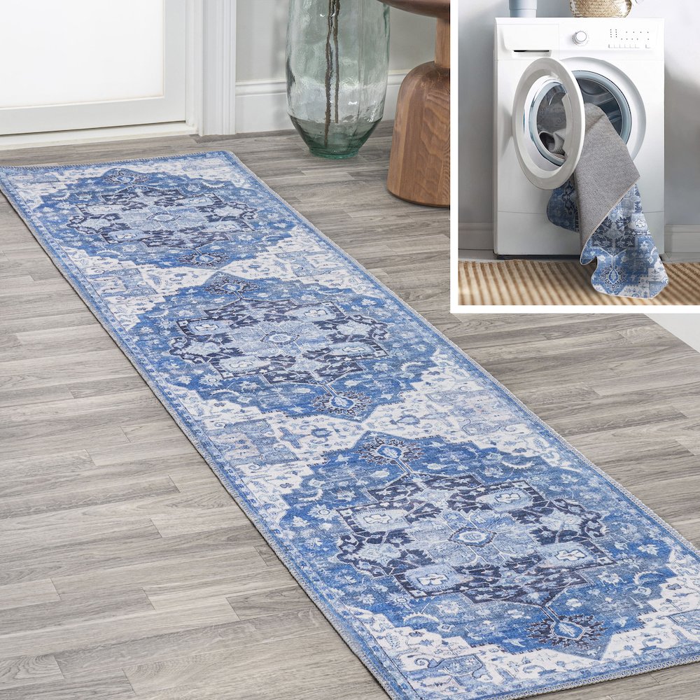 Maris Ornate Medallion Washable Indoor/Outdoor Area Rug. Picture 7