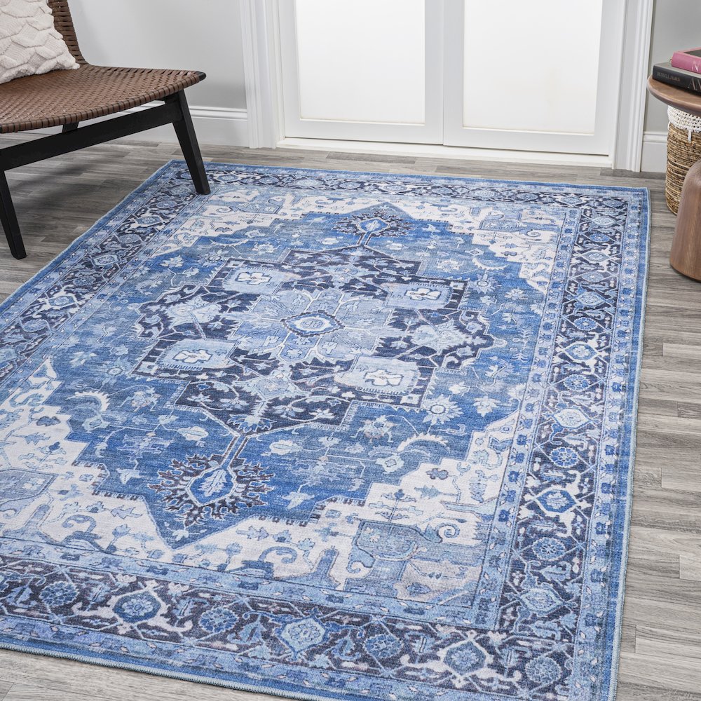 Maris Ornate Medallion Washable Indoor/Outdoor Area Rug. Picture 2