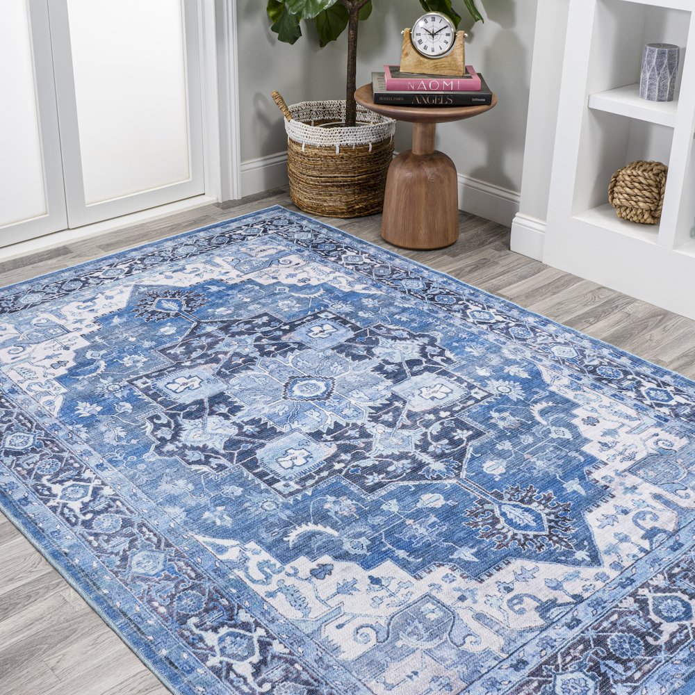 Maris Ornate Medallion Washable Indoor/Outdoor Area Rug. Picture 4