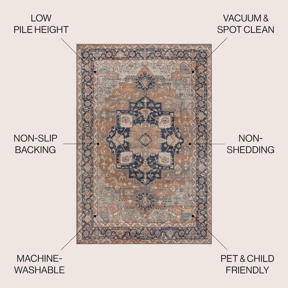 Maris Ornate Medallion Machine-Washable Area Rug. Picture 8