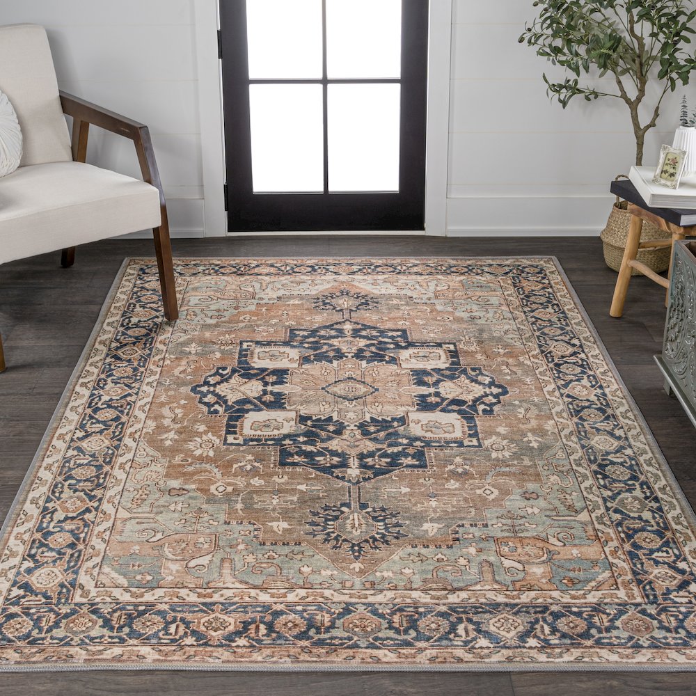 Maris Ornate Medallion Machine-Washable Area Rug. Picture 2