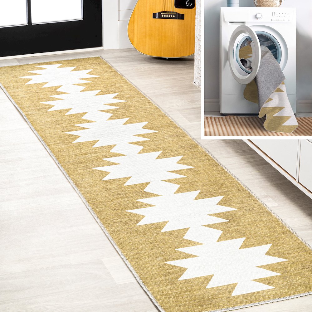 Chayton Minimalist Geometric Machine Washable Area Rug. Picture 7