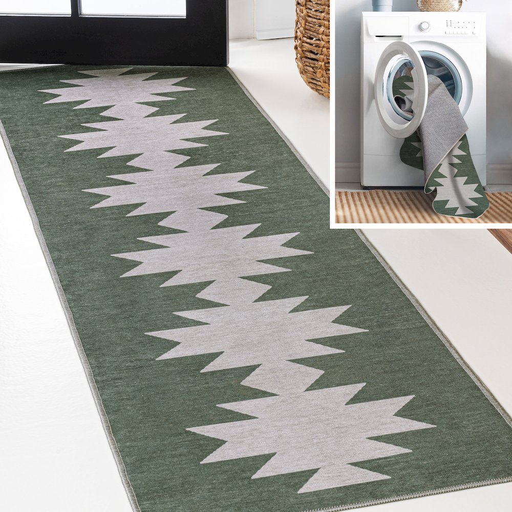 Chayton Minimalist Geometric Machine-Washable Area Rug. Picture 1