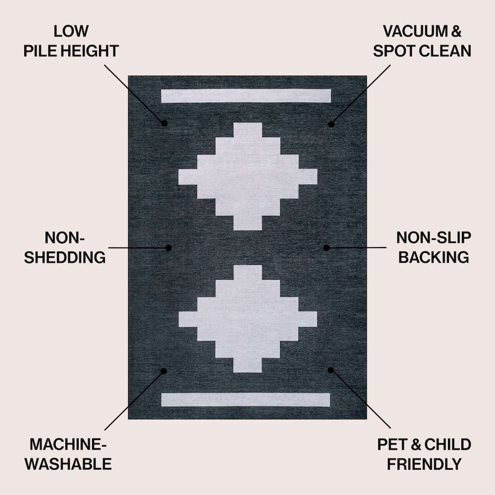 Adriel Geometric Medallion Machine-Washable Area Rug. Picture 5