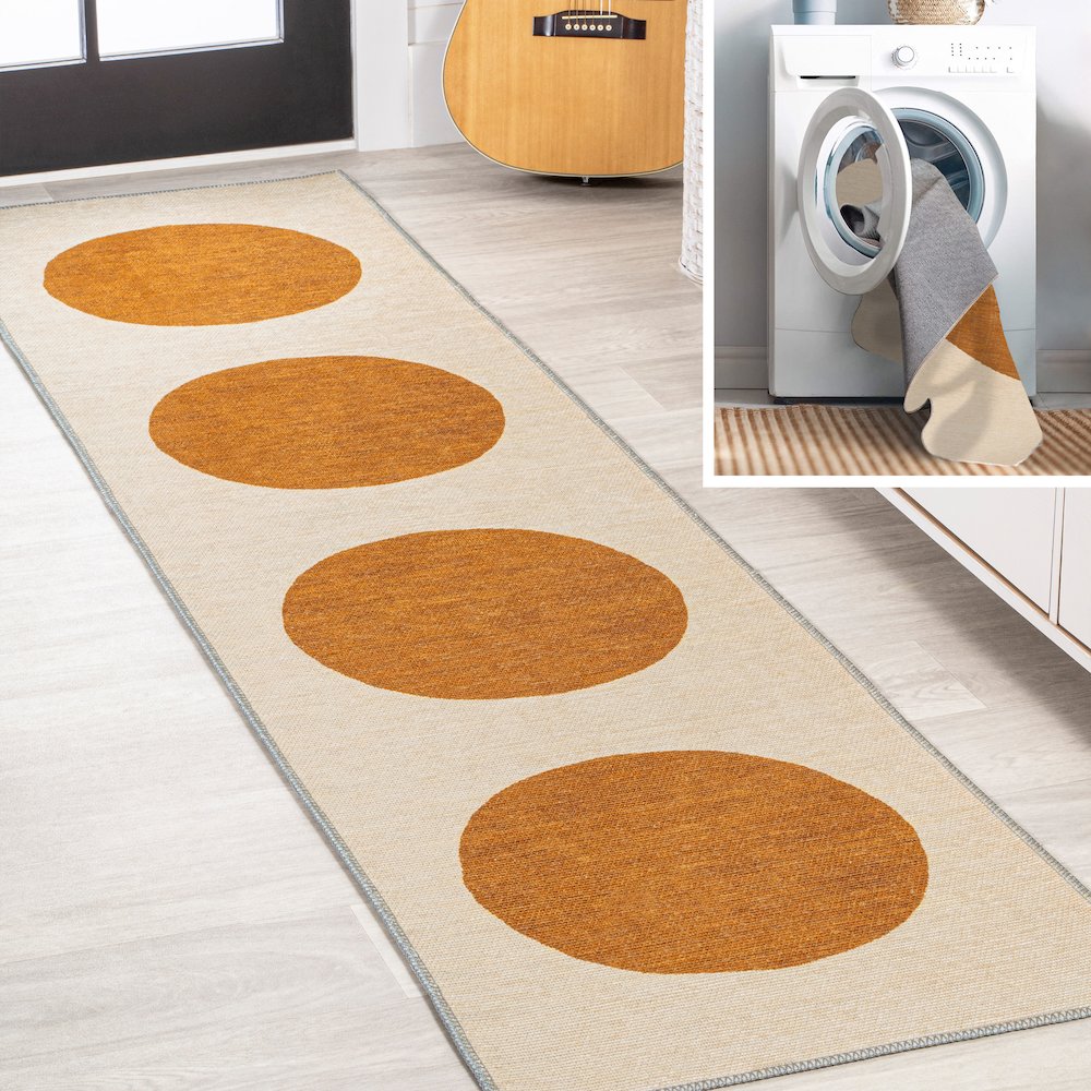 Cirkel Minimalist Geometric Dot Machine Washable Area Rug. Picture 7