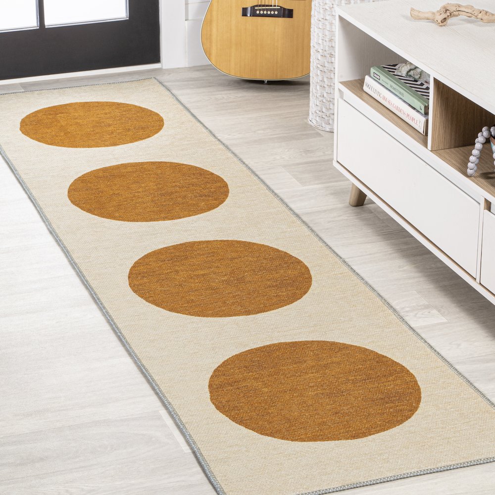 Cirkel Minimalist Geometric Dot Machine Washable Area Rug. Picture 2