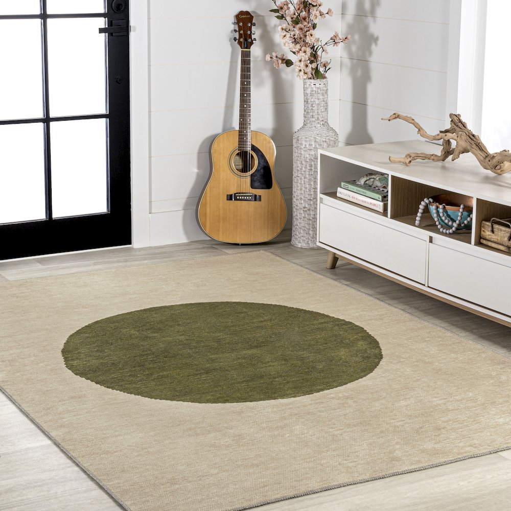 Cirkel Minimalist Geometric Dot Machine Washable Area Rug. Picture 5