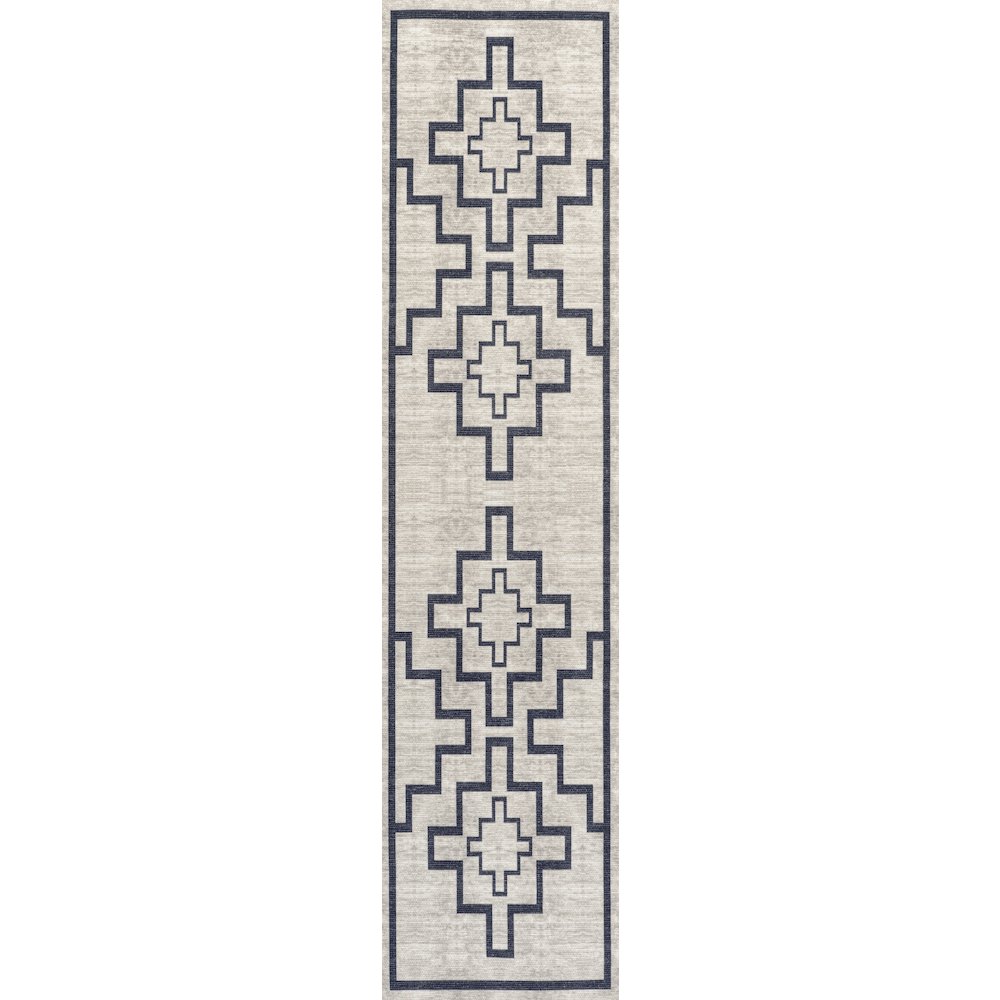 Ashkii Minimalist Medallion Machine Washable Area Rug. Picture 1