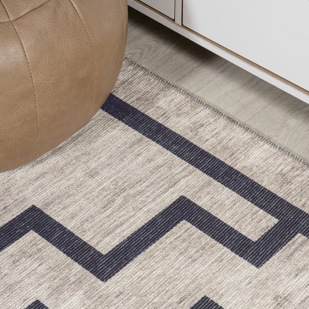 Ashkii Minimalist Medallion Machine Washable Area Rug. Picture 4