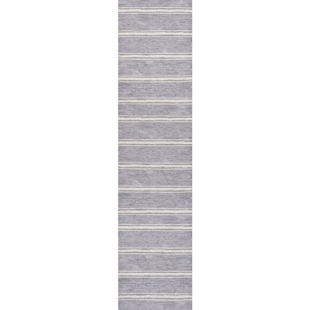 Bande Distressed Ticking Stripe Machine Washable Area Rug. Picture 1