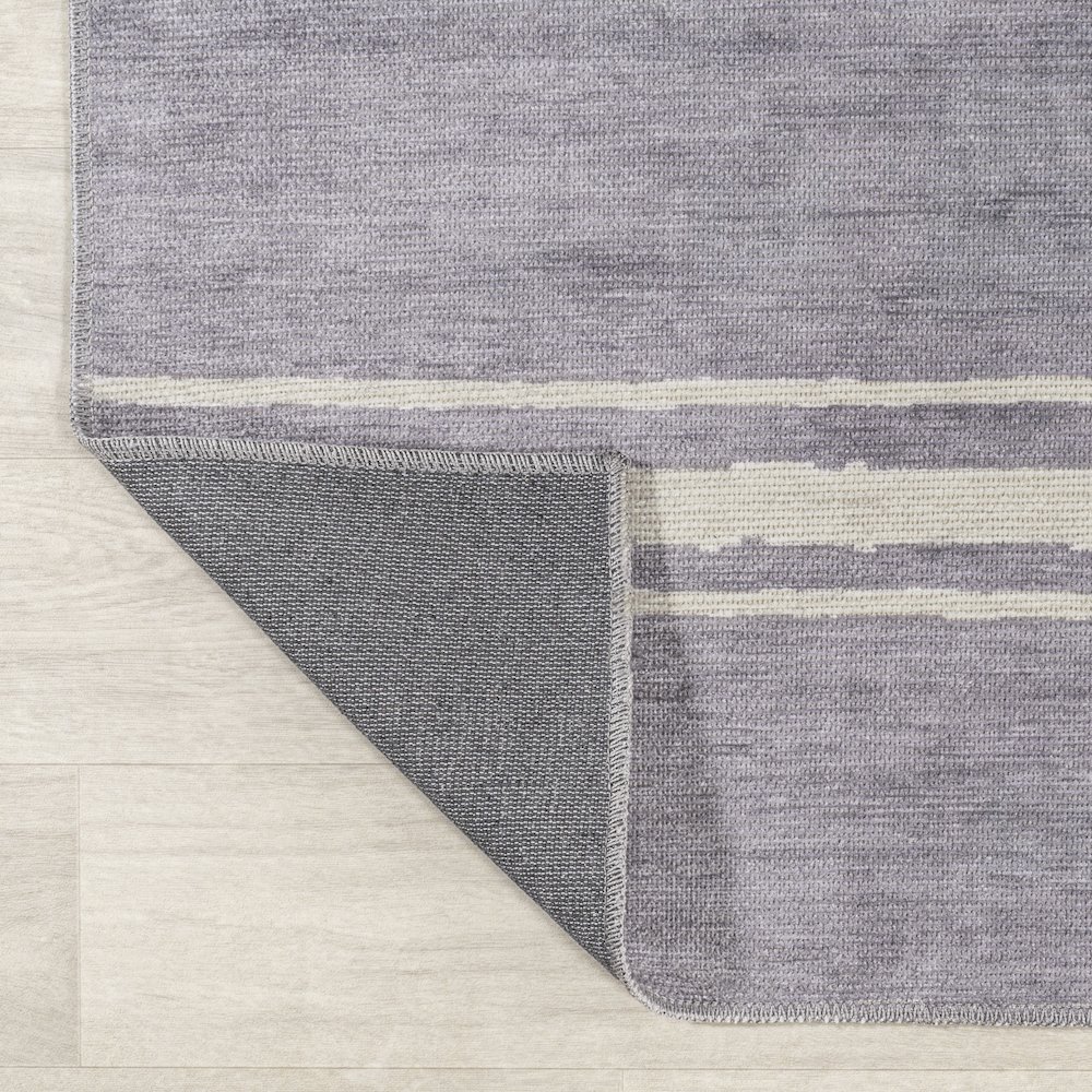 Bande Distressed Ticking Stripe Machine Washable Area Rug. Picture 3