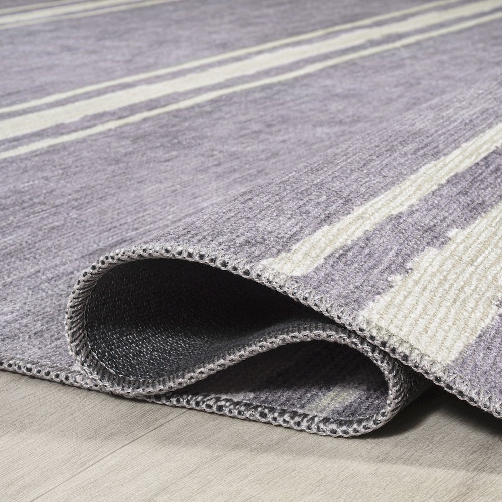 Bande Distressed Ticking Stripe Machine Washable Area Rug. Picture 6