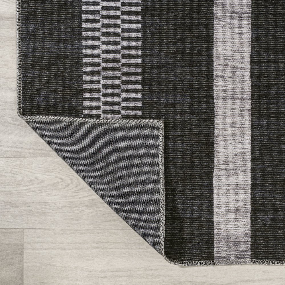Vichy Geometric Striped Machine Washable Area Rug. Picture 3