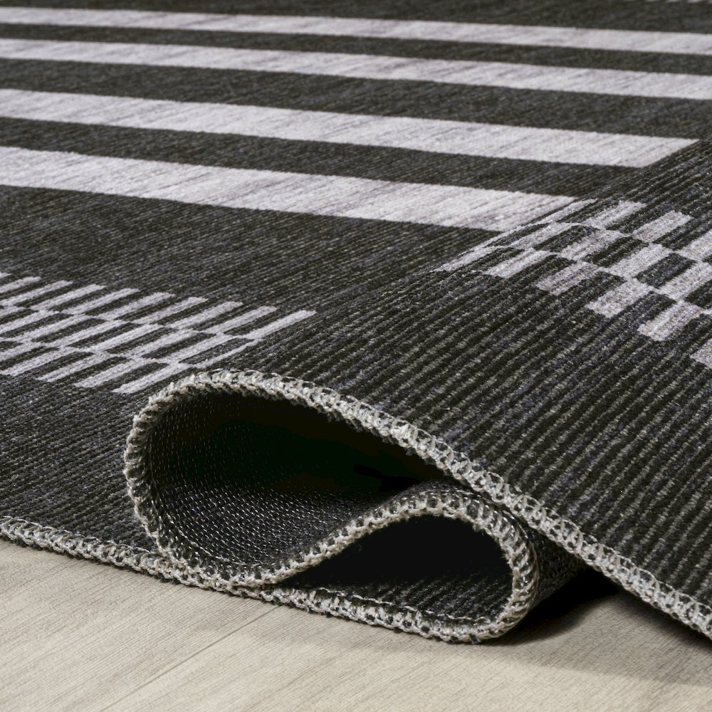Vichy Geometric Striped Machine Washable Area Rug. Picture 6
