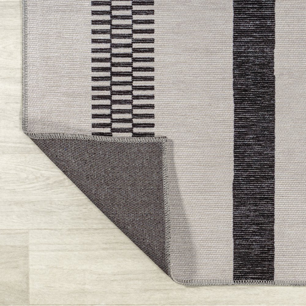 Vichy Geometric Striped Machine Washable Area Rug. Picture 3