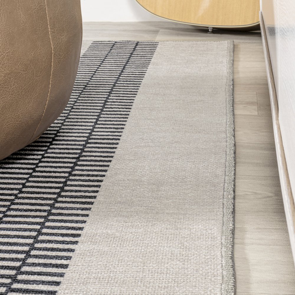Vichy Geometric Striped Machine Washable Area Rug. Picture 5