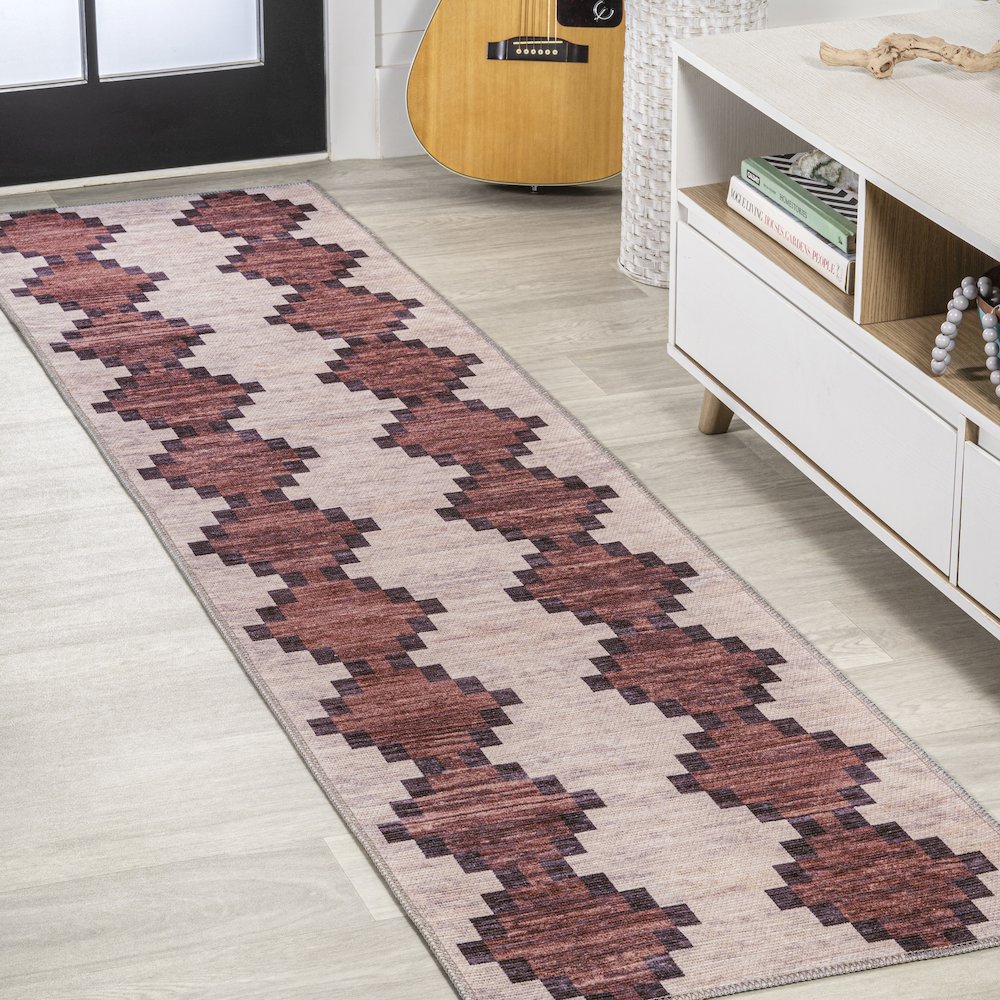 Timantii Modern Trellis Kilim Area Rug. Picture 2