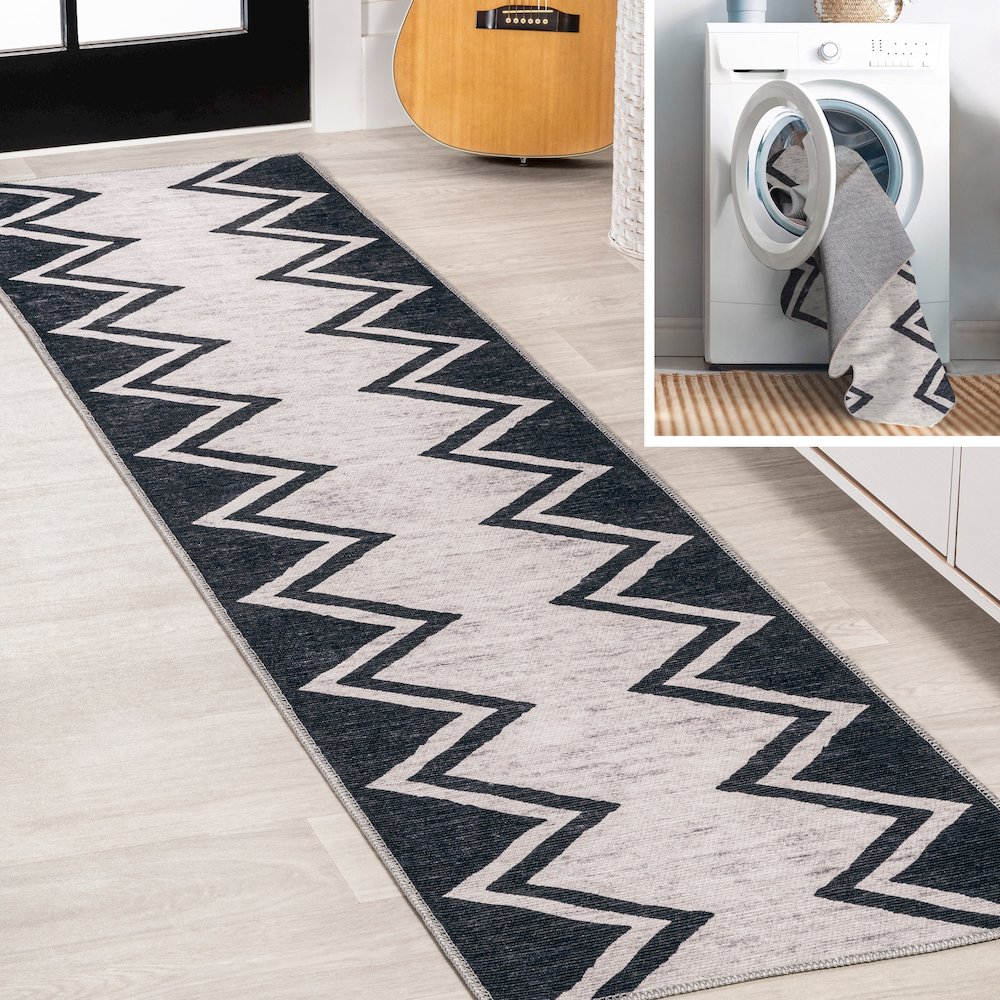Siksak Modern Chevron Border Area Rug. Picture 7