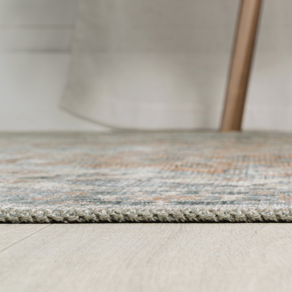 Armae Distressed Medallion Chenille Machine-Washable Area Rug. Picture 9