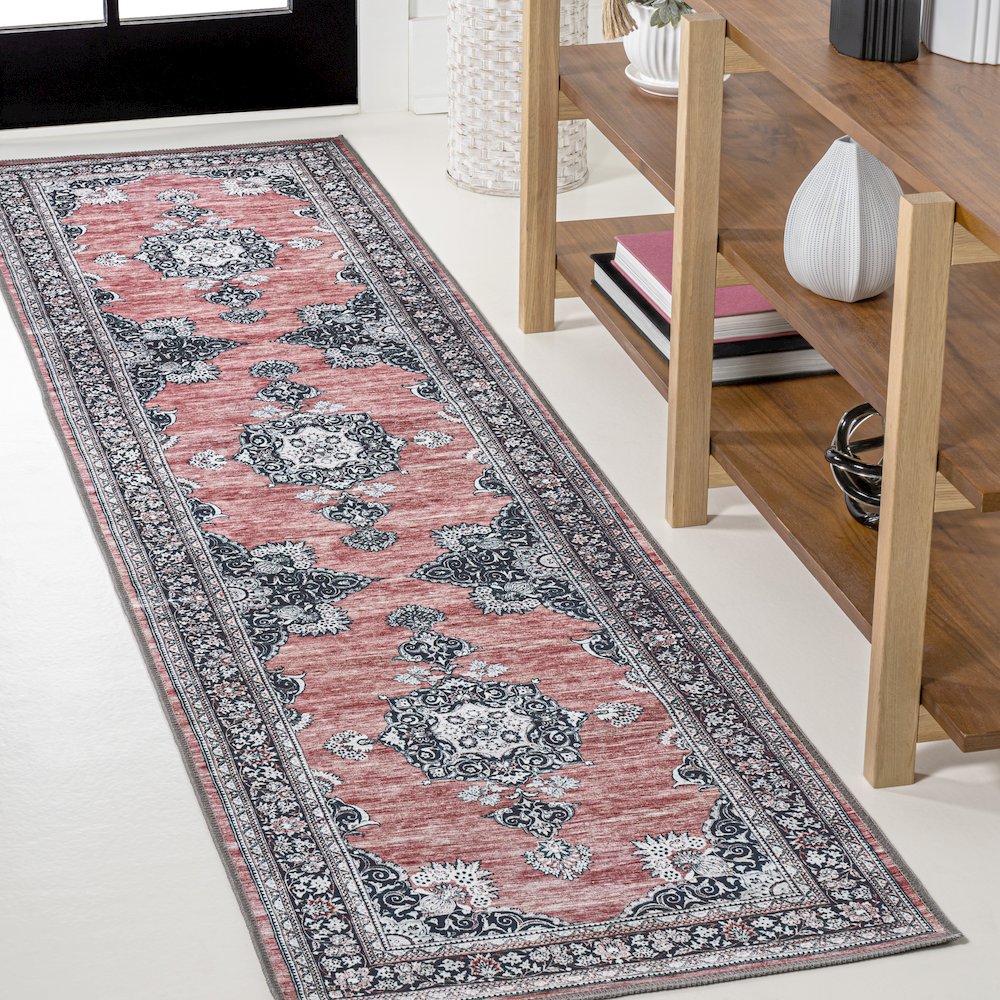 Bausch Bohemian Distressed Chenille Machine-Washable Runner Rug. Picture 1