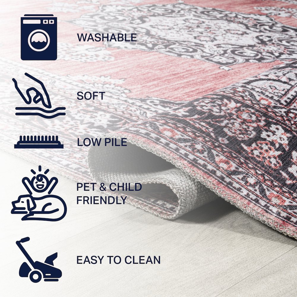 Bausch Bohemian Distressed Chenille Machine-Washable Runner Rug. Picture 6