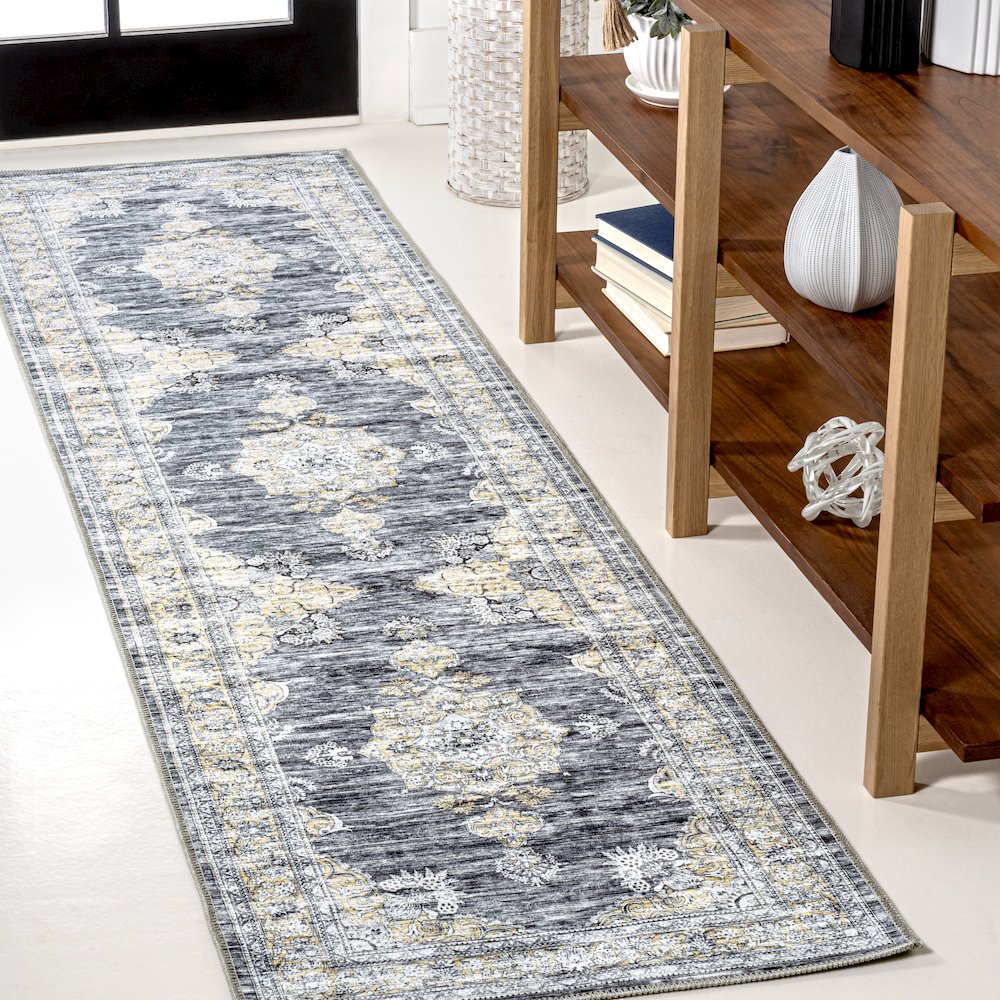 Bausch Bohemian Distressed Chenille Machine-Washable Runner Rug. Picture 1