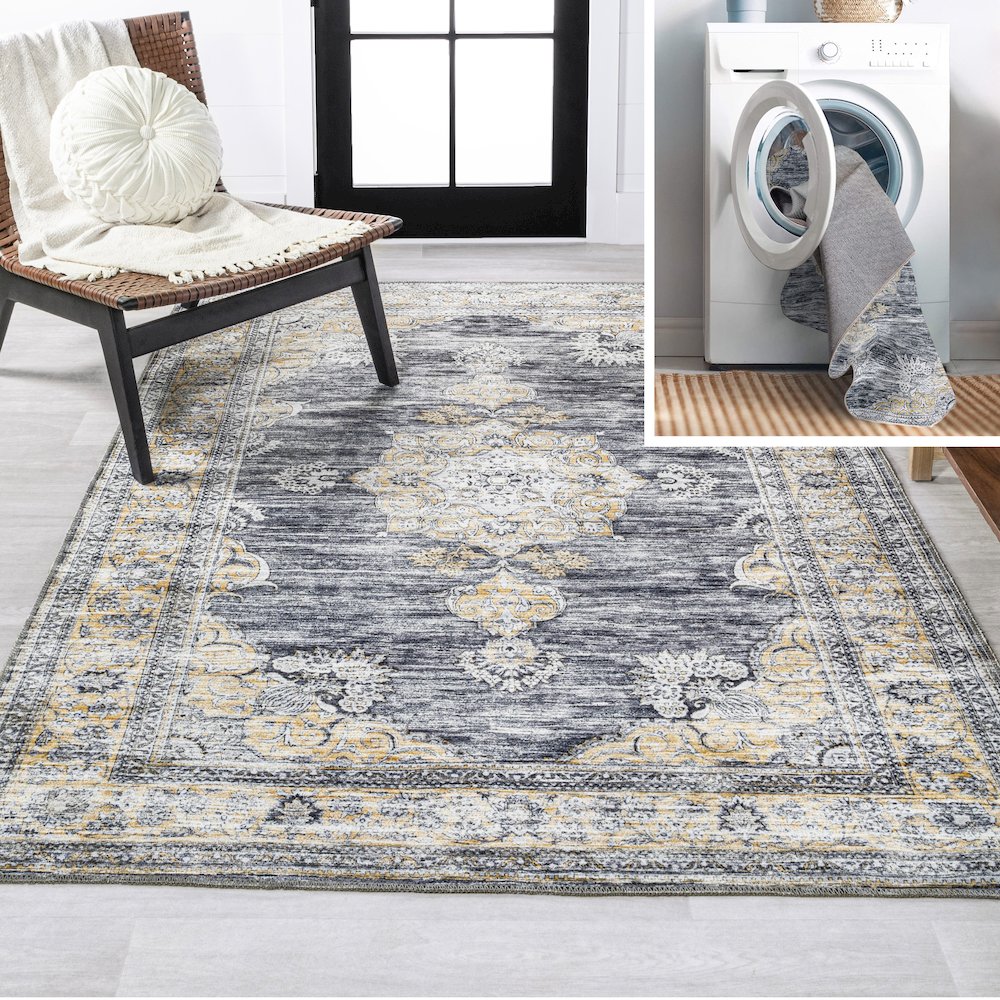 Bausch Bohemian Distressed Chenille Machine-Washable Area Rug. Picture 8