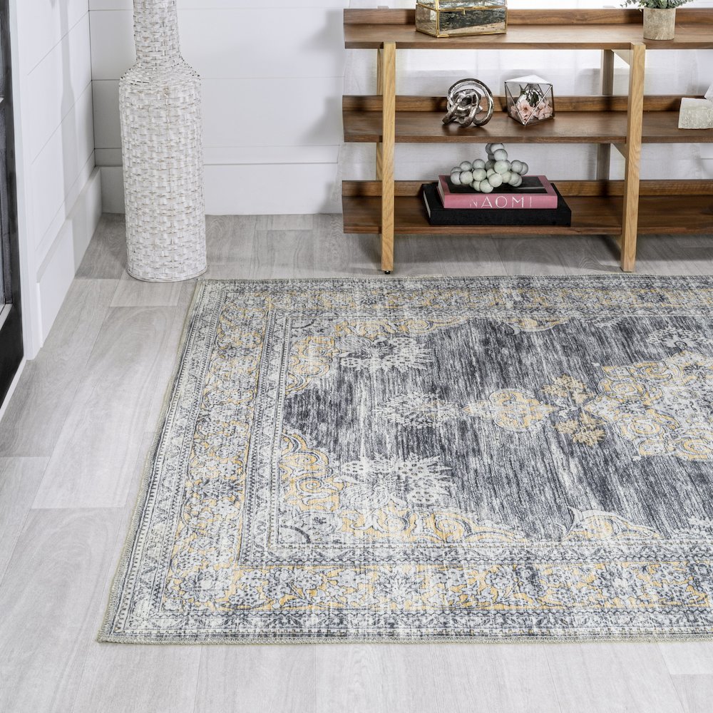 Bausch Bohemian Distressed Chenille Machine-Washable Area Rug. Picture 1