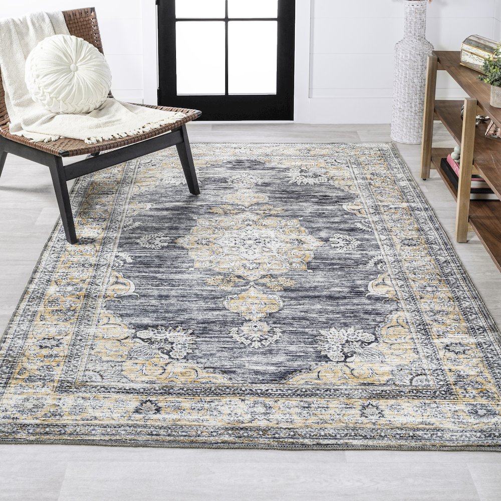 Bausch Bohemian Distressed Chenille Machine-Washable Area Rug. Picture 2