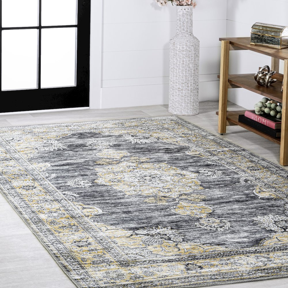Bausch Bohemian Distressed Chenille Machine-Washable Area Rug. Picture 3