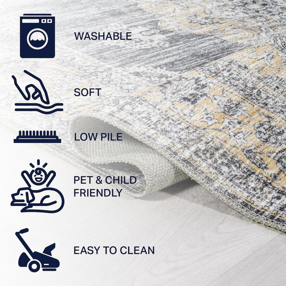 Bausch Bohemian Distressed Chenille Machine-Washable Runner Rug. Picture 6