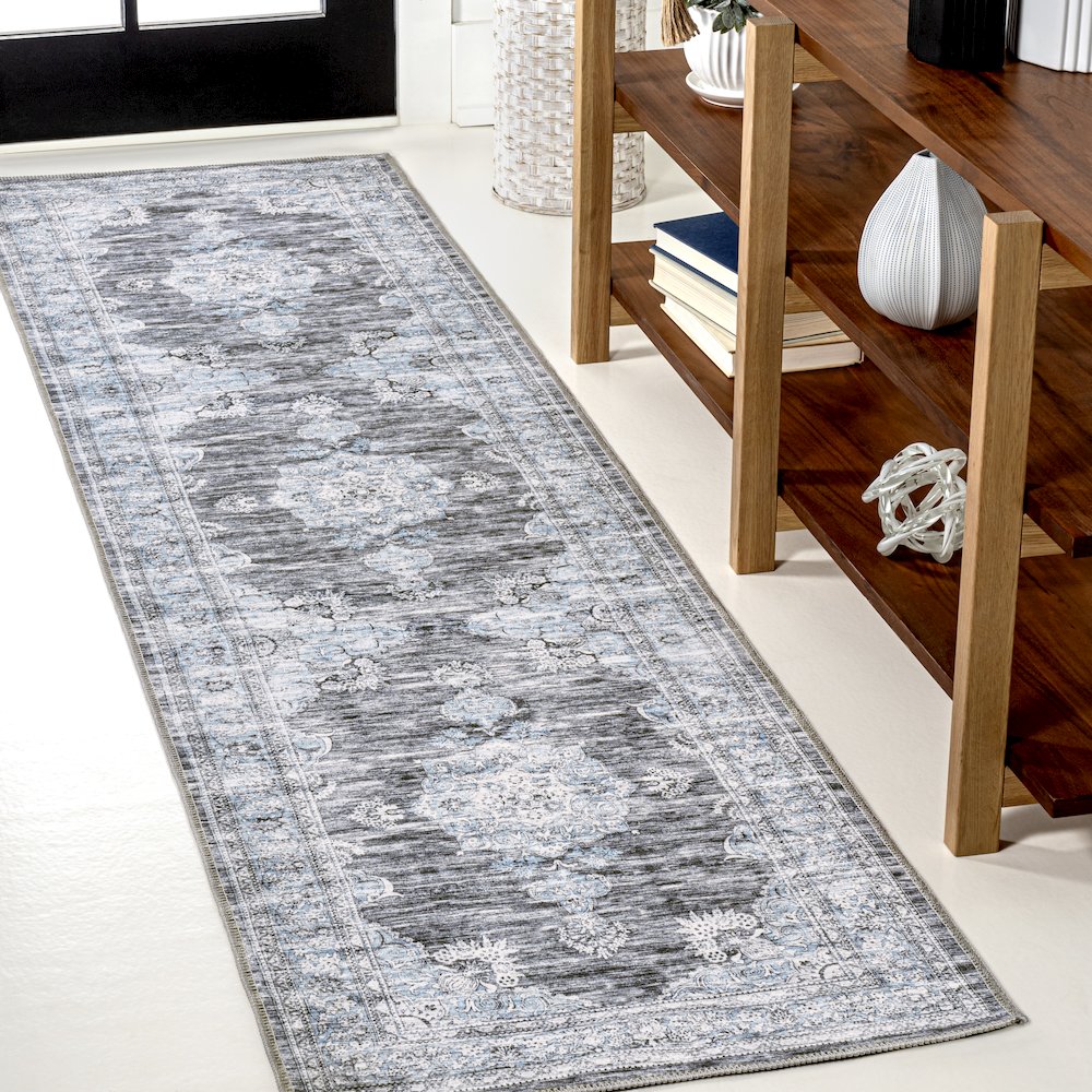 Bausch Bohemian Distressed Chenille Machine-Washable Runner Rug. Picture 1