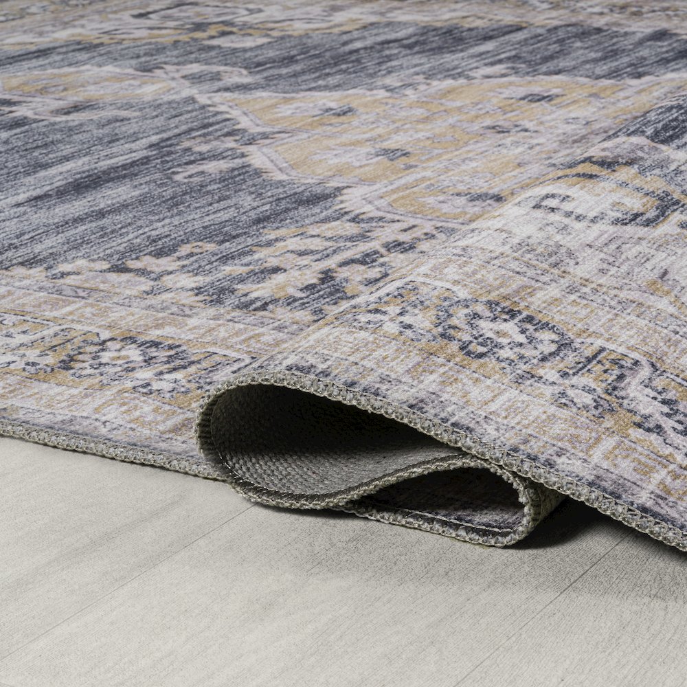 Wincer Chenille Cottage Medallion Machine-Washable Area Rug. Picture 7