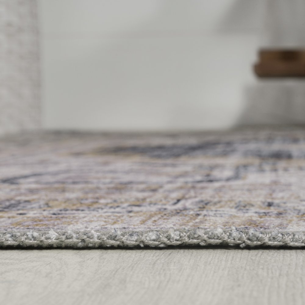 Wincer Chenille Cottage Medallion Machine-Washable Area Rug. Picture 9
