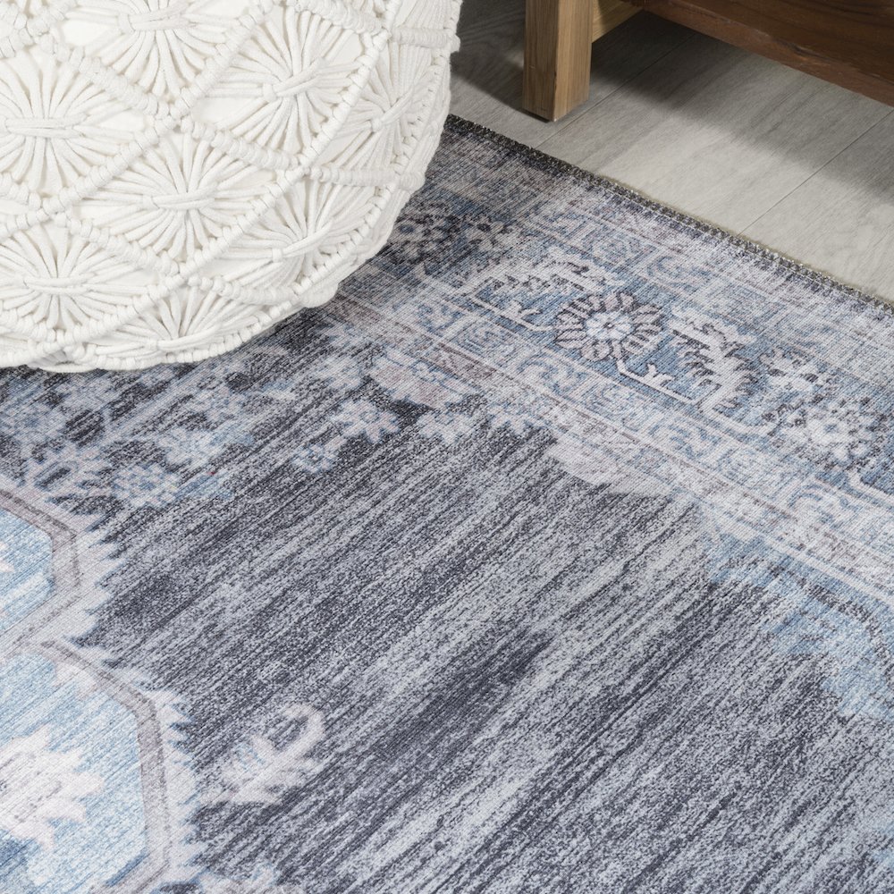 Wincer Chenille Cottage Medallion Machine-Washable Area Rug. Picture 5