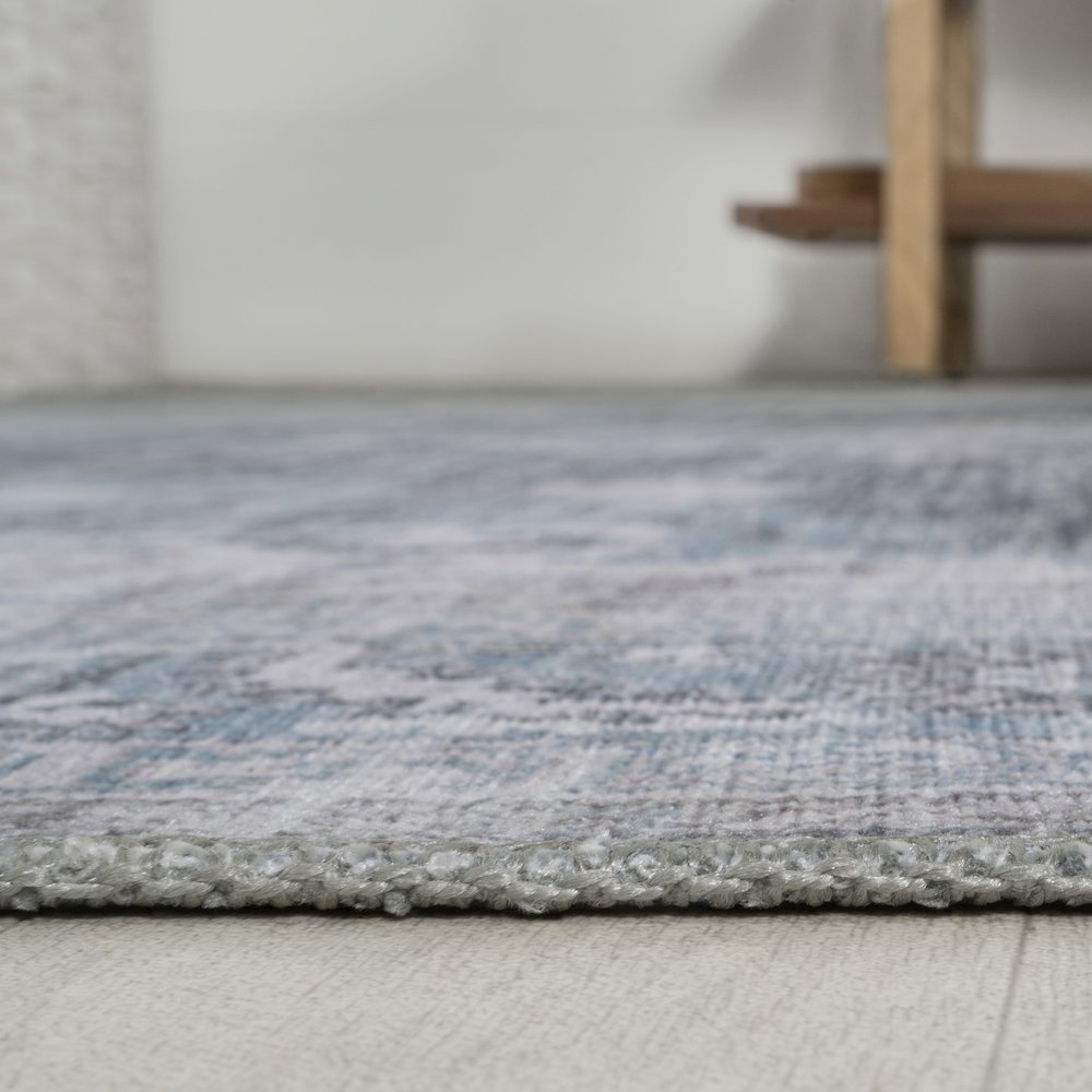Wincer Chenille Cottage Medallion Machine-Washable Area Rug. Picture 9