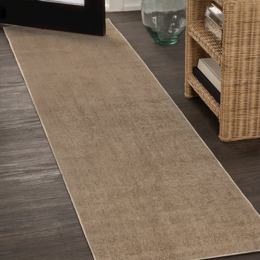 Twyla Classic Solid Low-Pile Machine-Washable Runner Rug. Picture 1