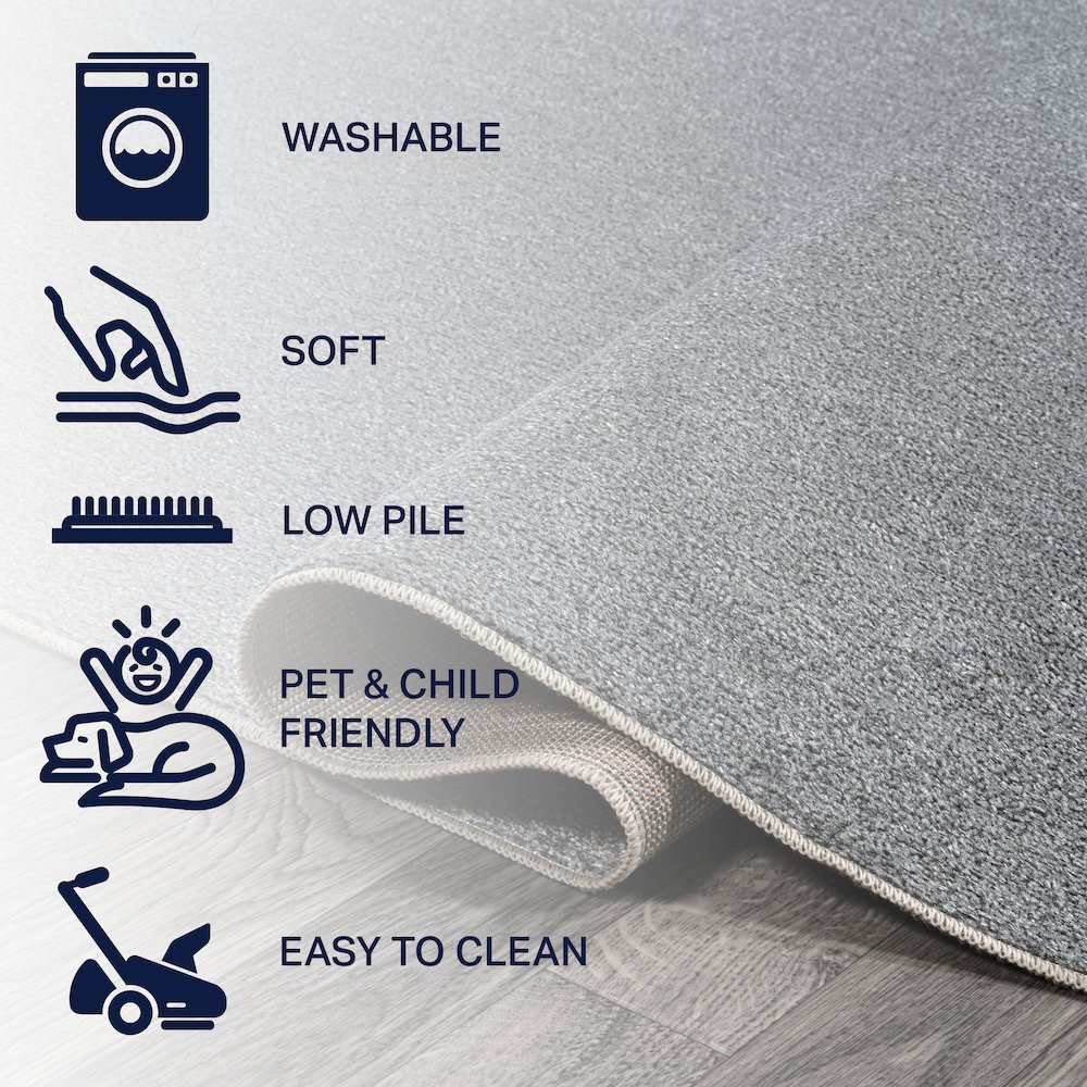 Twyla Classic Solid Low-Pile Machine-Washable Runner Rug. Picture 7