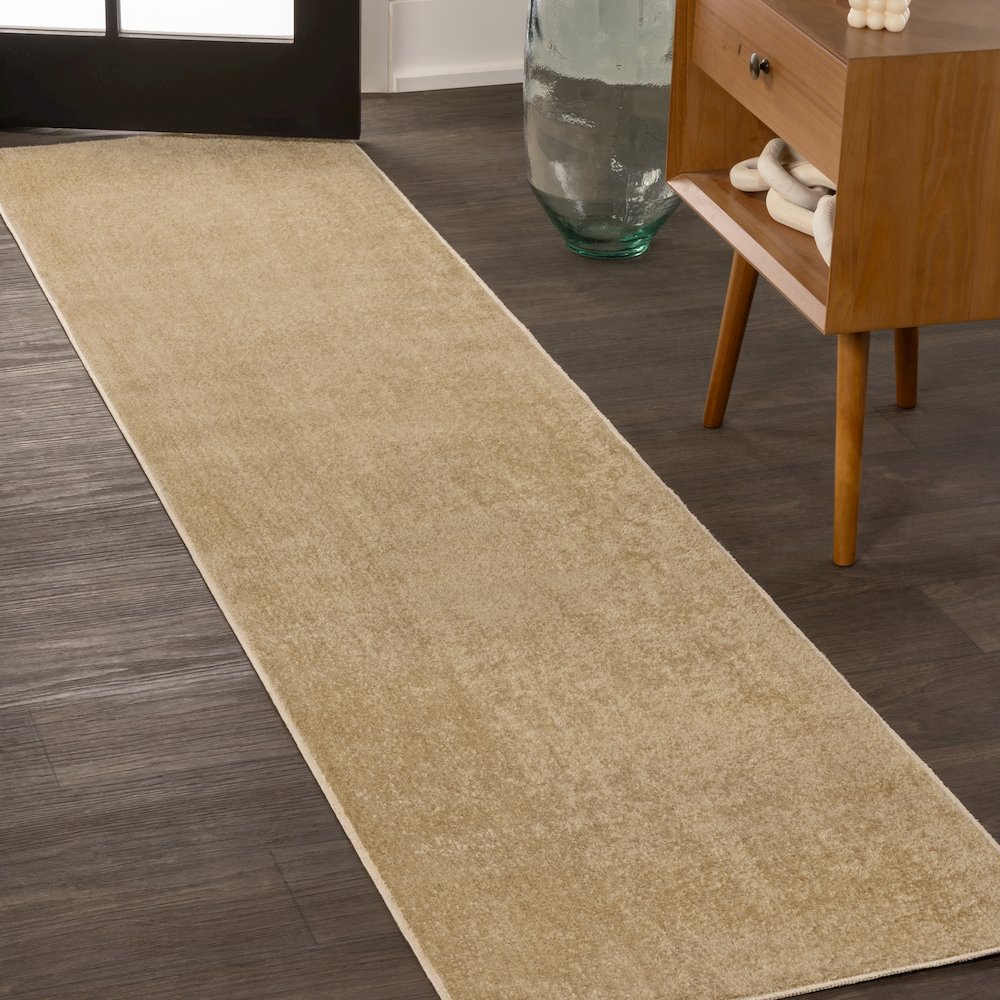 Twyla Classic Solid Low-Pile Machine-Washable Runner Rug. Picture 1