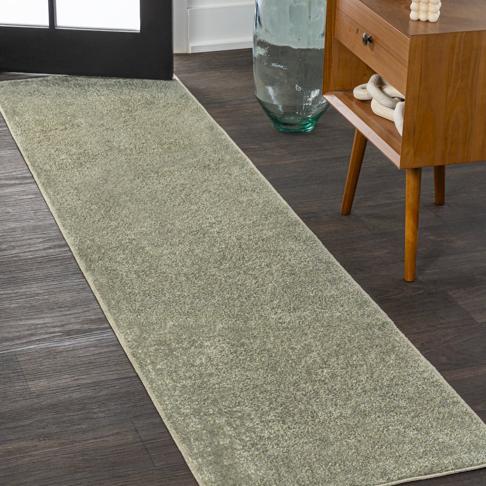 Twyla Classic Solid Low-Pile Machine-Washable Runner Rug. Picture 1