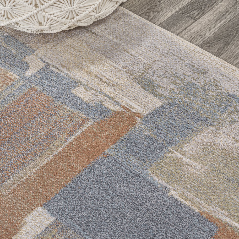 Weaver Abstract Coastal Watercolor Machine-Washable Runner Rug. Picture 2