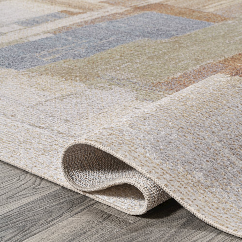 Weaver Abstract Coastal Watercolor Machine-Washable Runner Rug. Picture 4